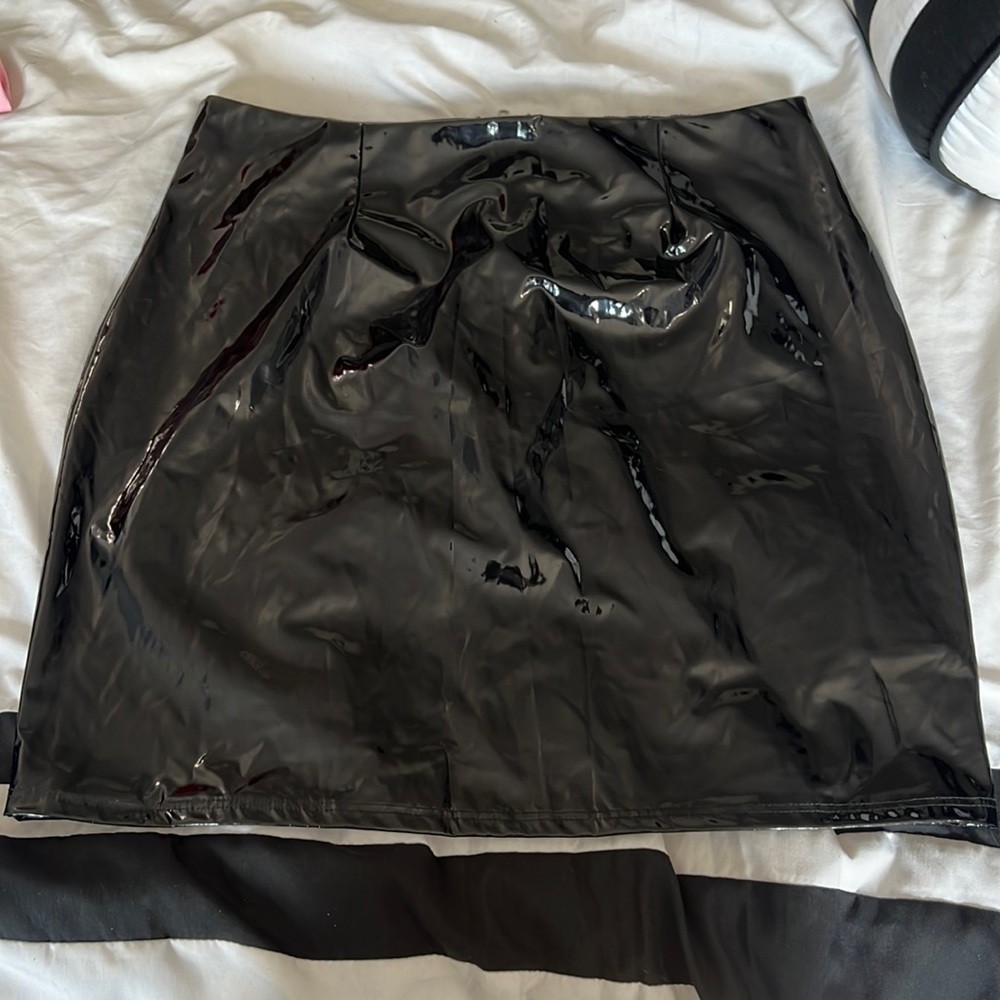 Latex mini skirt